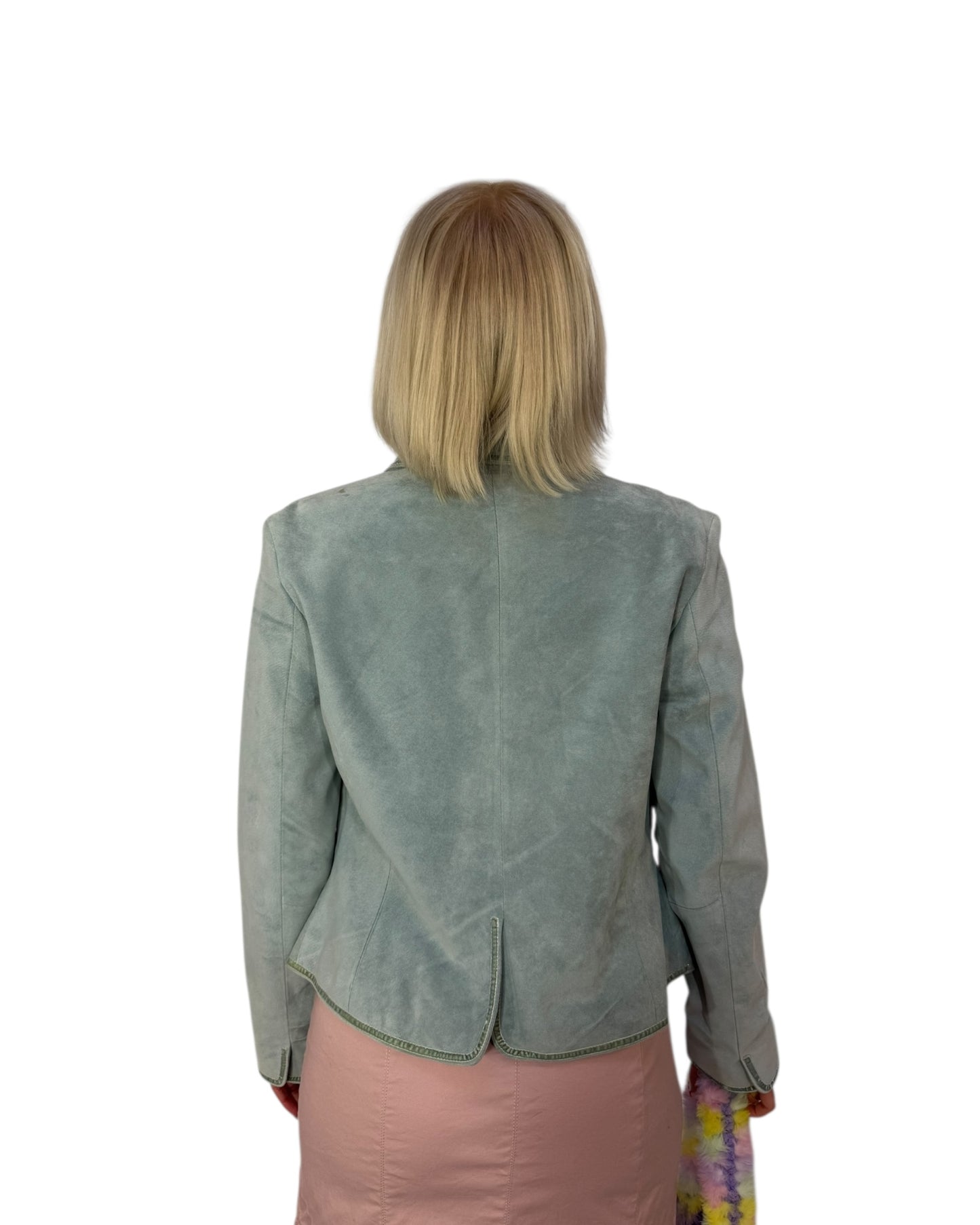 90s Baby Blue Leather Blazer