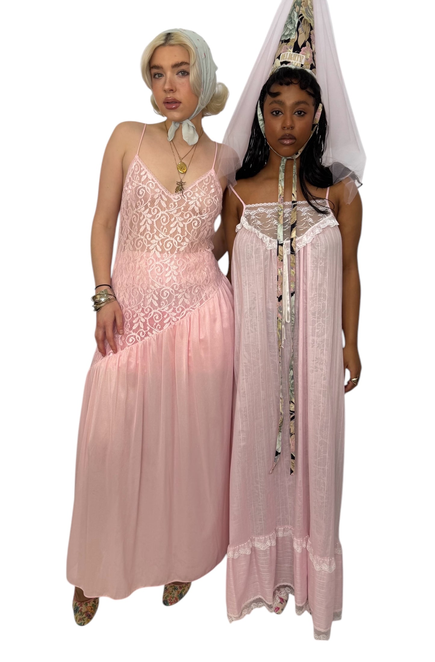 Vintage Lace Slip Dress (left)