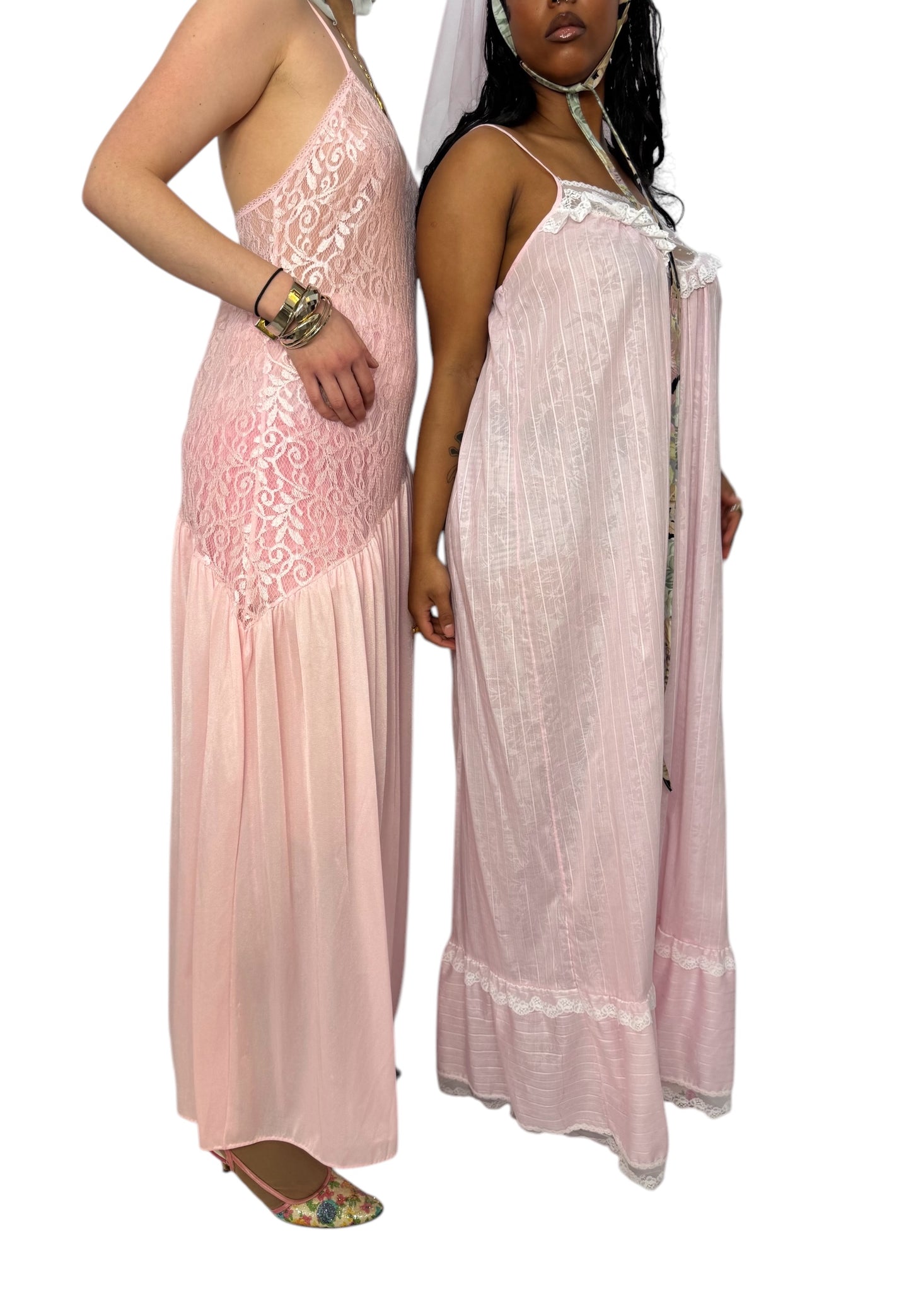 Vintage Lace Slip Dress (left)