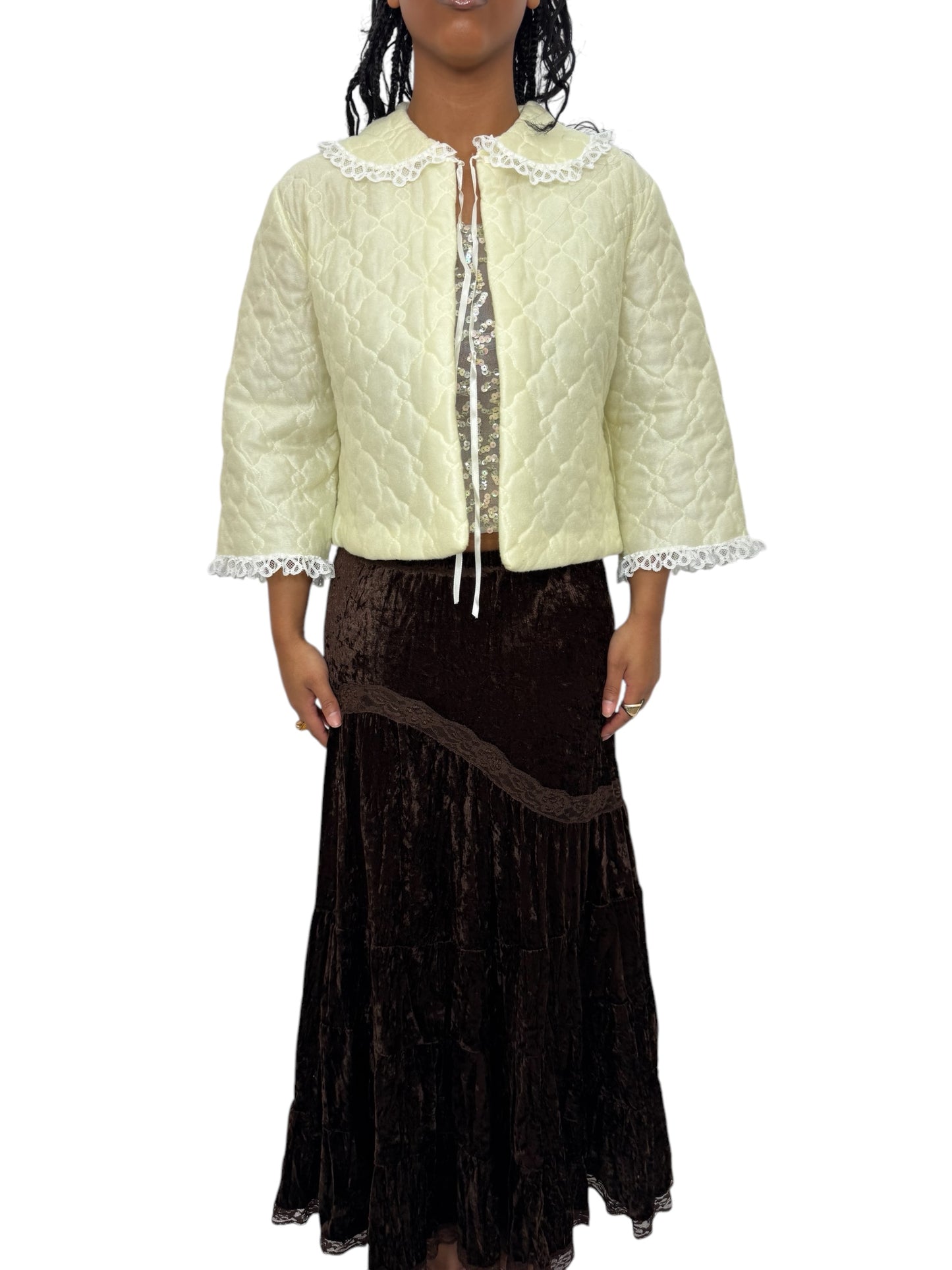 1960's Yellow Quilted Bed Jacket