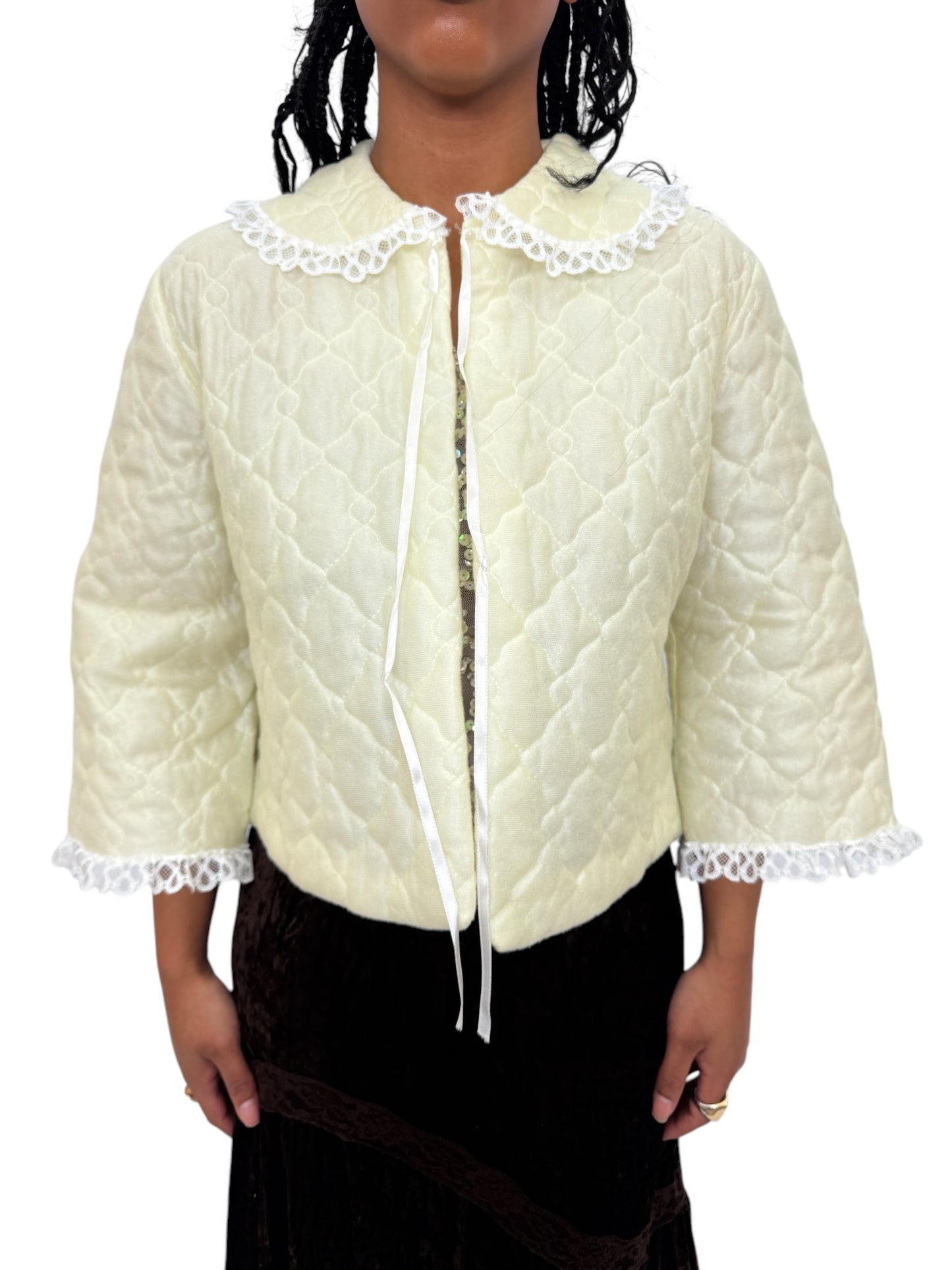 1960's Yellow Quilted Bed Jacket