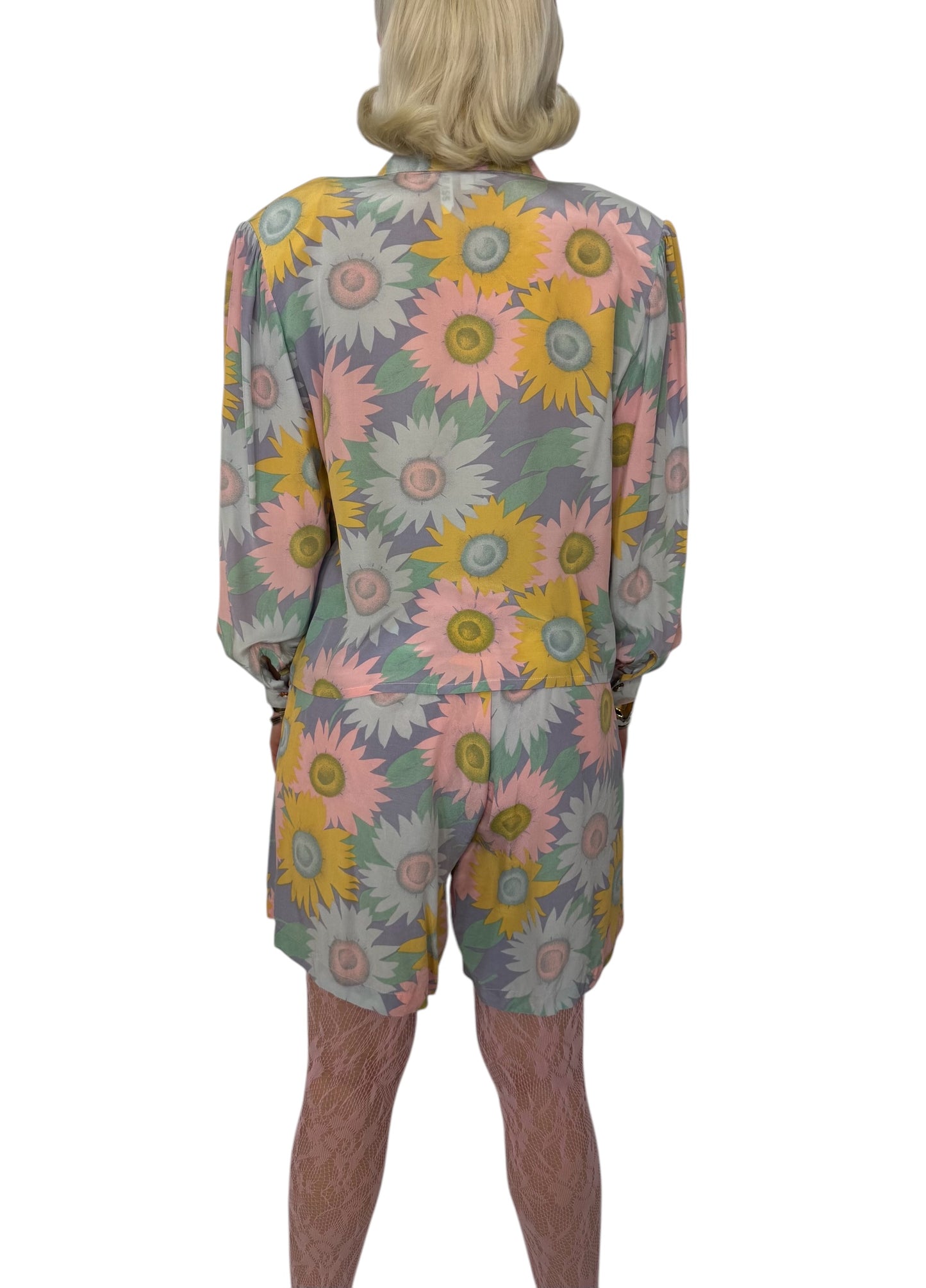 1980's 100% Silk Foral Short Set