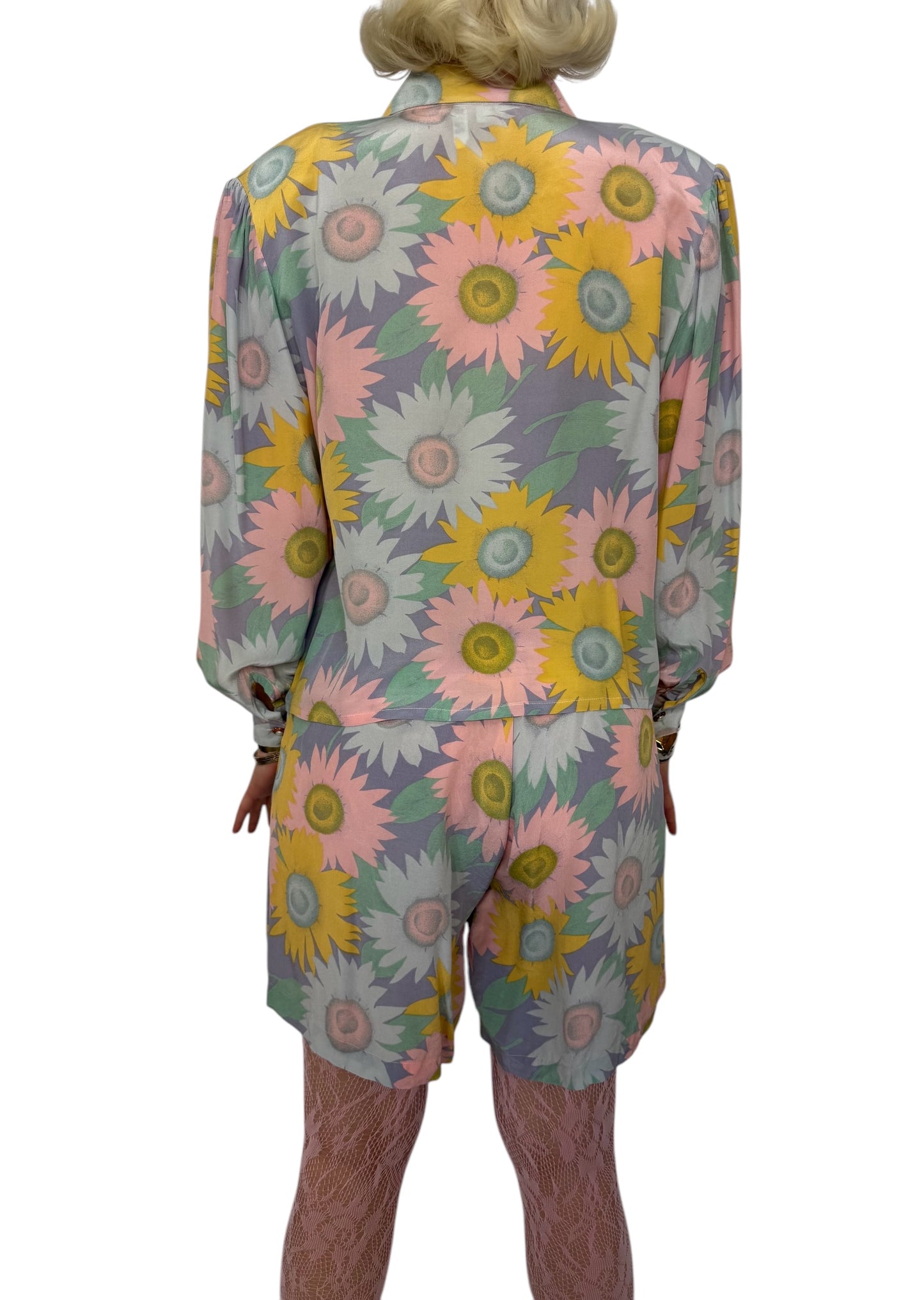 1980's 100% Silk Foral Short Set