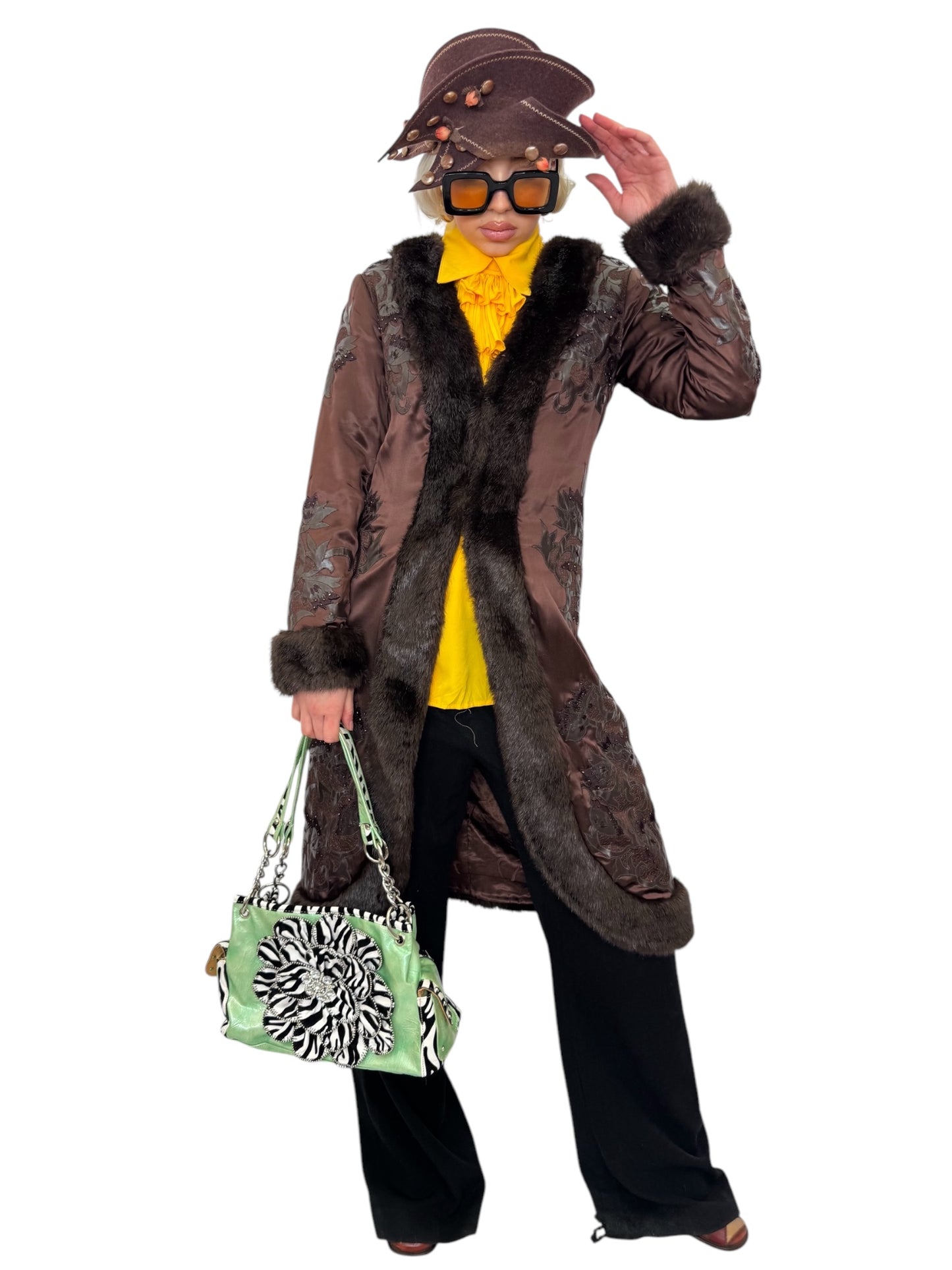 Sue Wong 100% Silk Embroidered Duster Coat