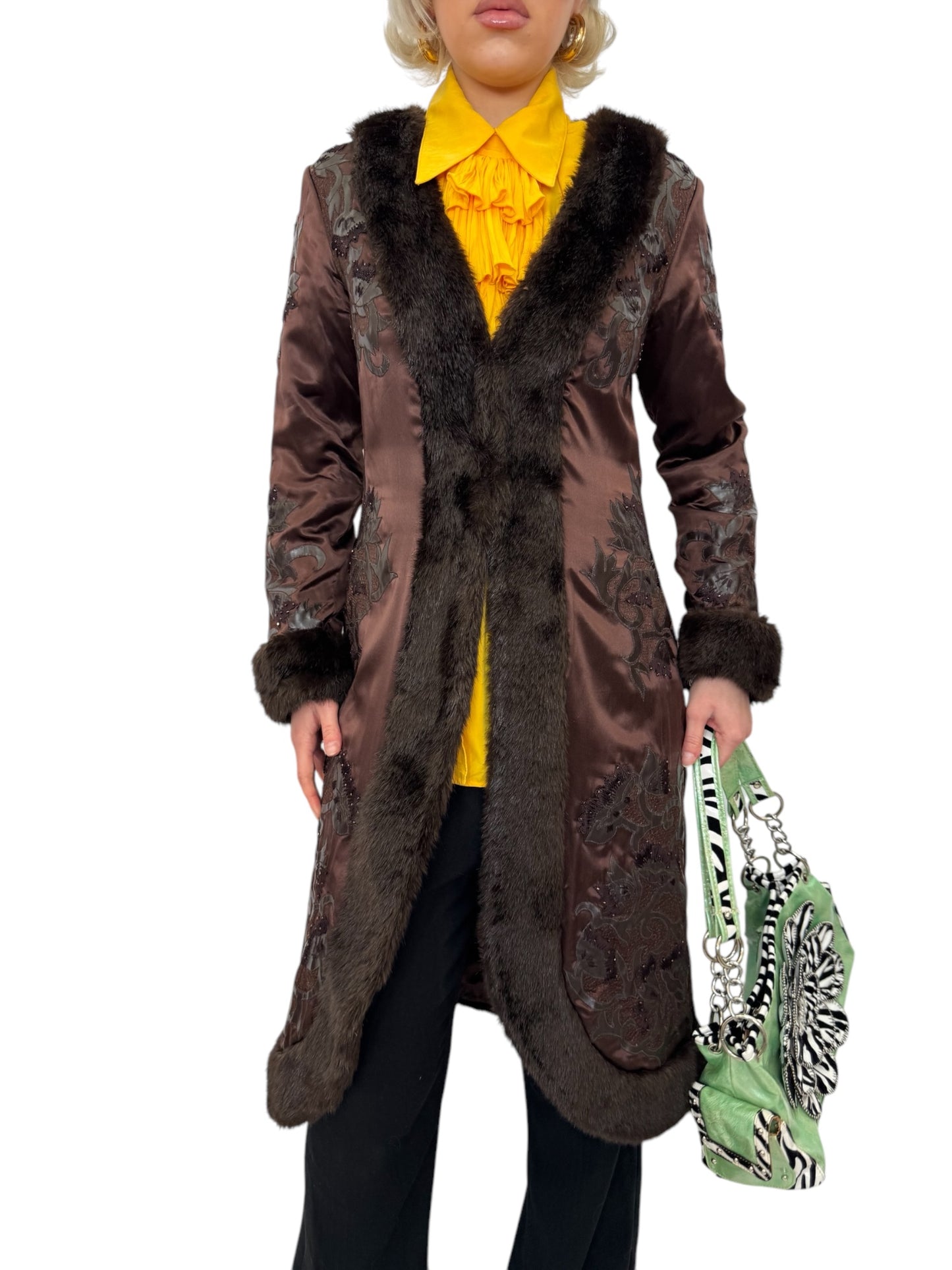 Sue Wong 100% Silk Embroidered Duster Coat