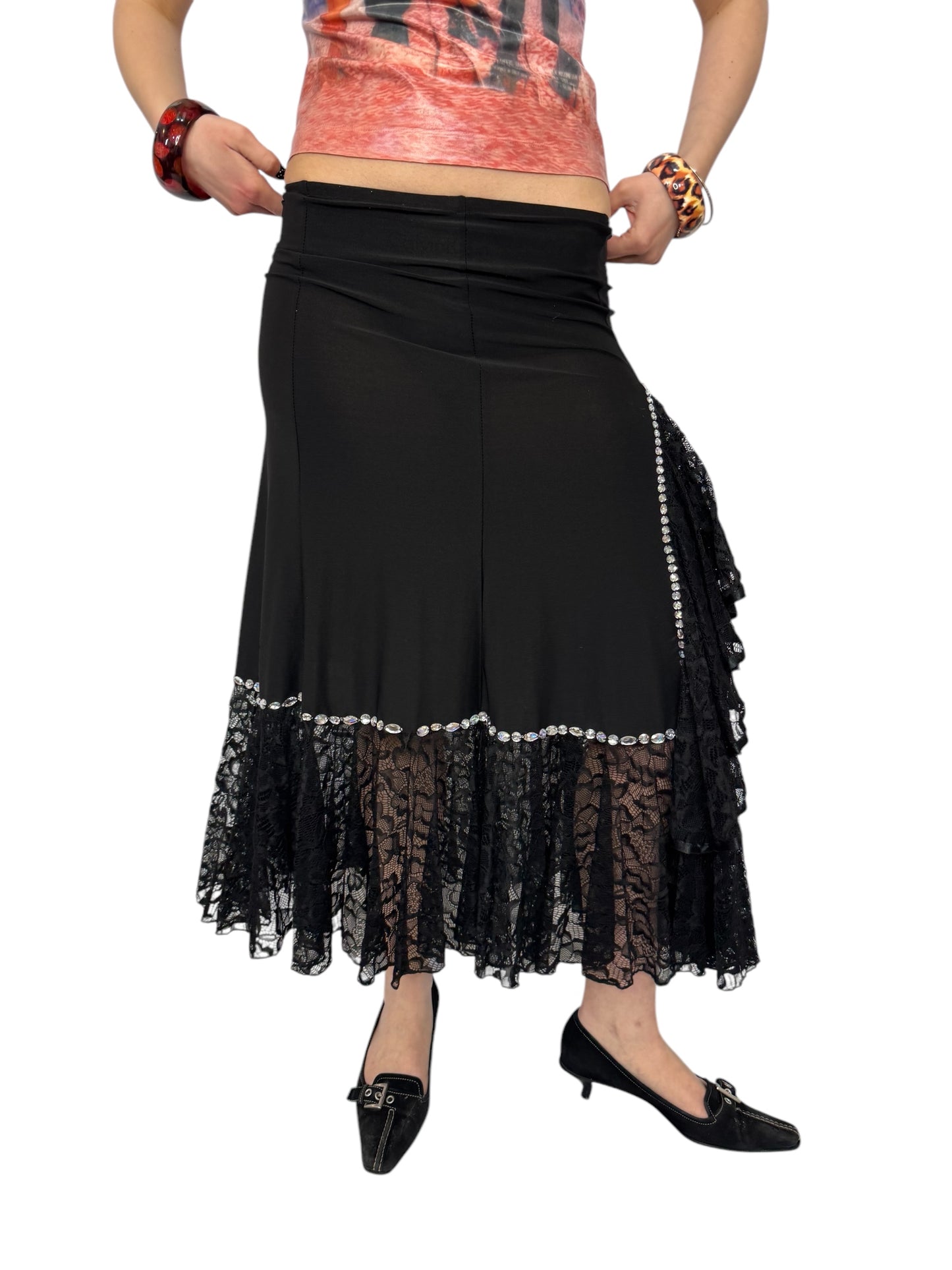 Beaded Lace Maxi Skirt