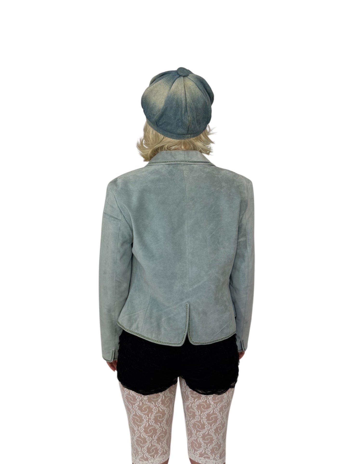 Baby Blue Leather Blazer
