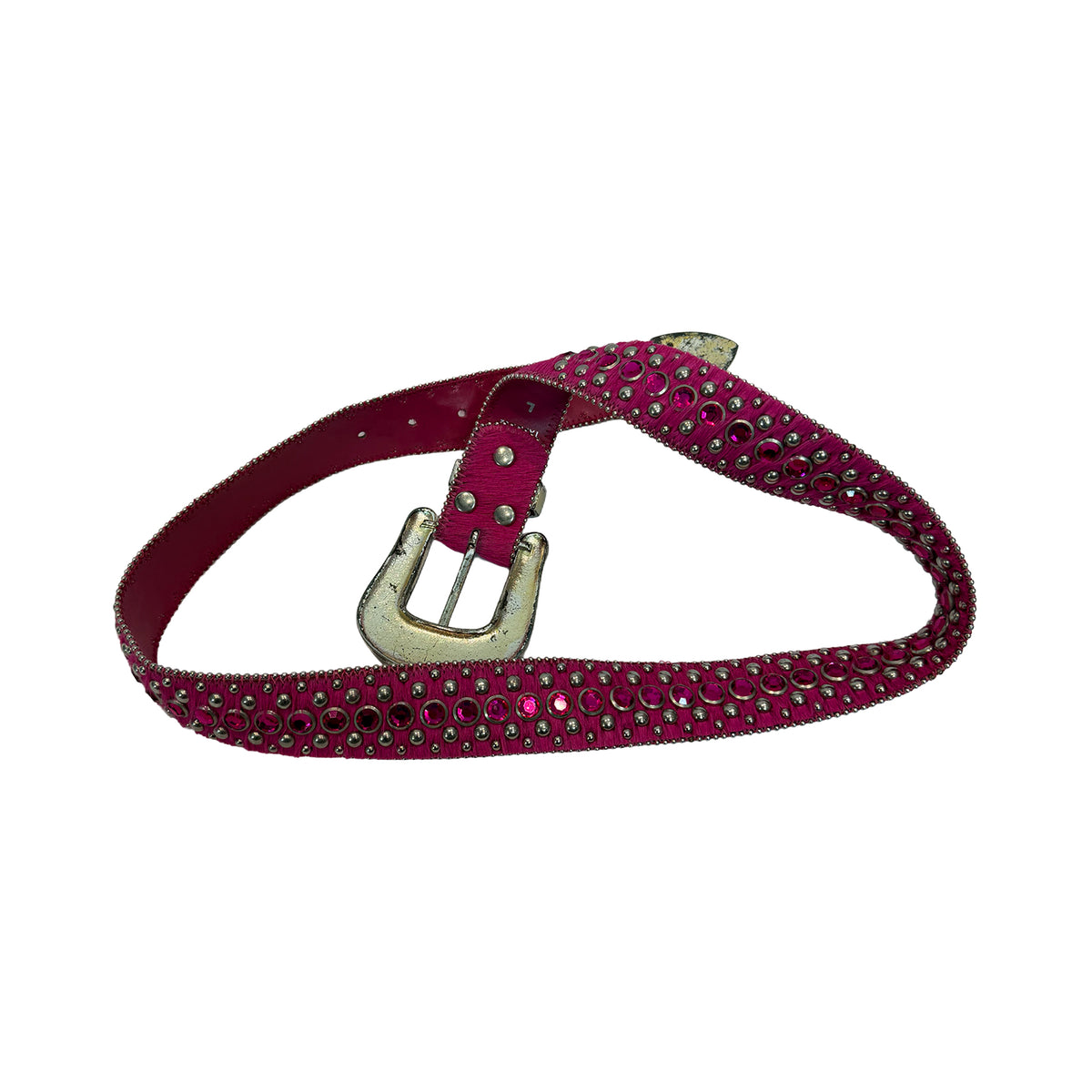 Pink Ponyhair Studded Belt