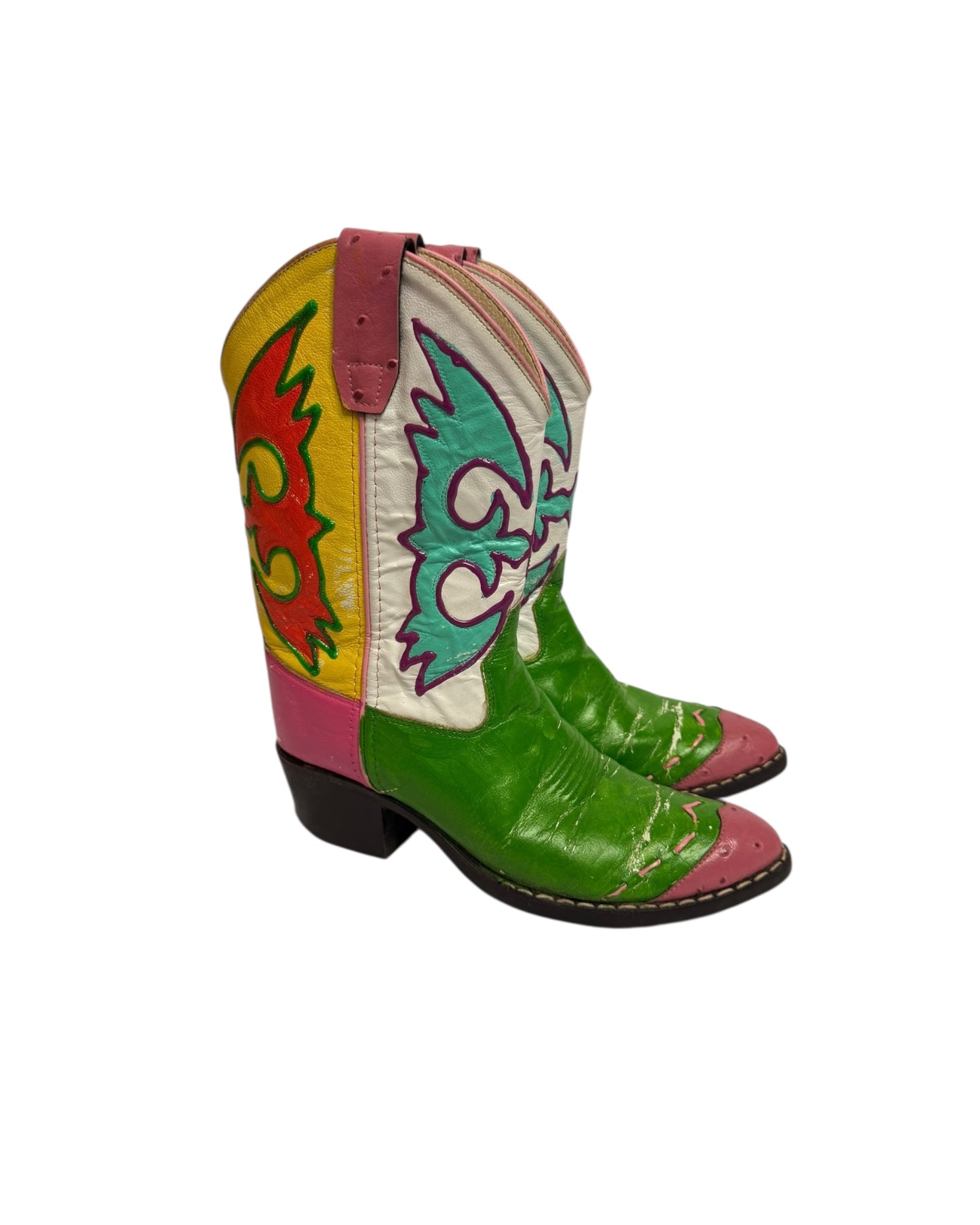 Hand Painted Leather Cowboy Boots