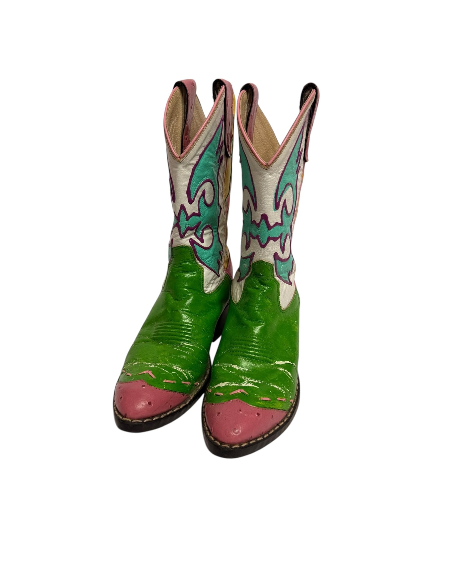 Hand Painted Leather Cowboy Boots