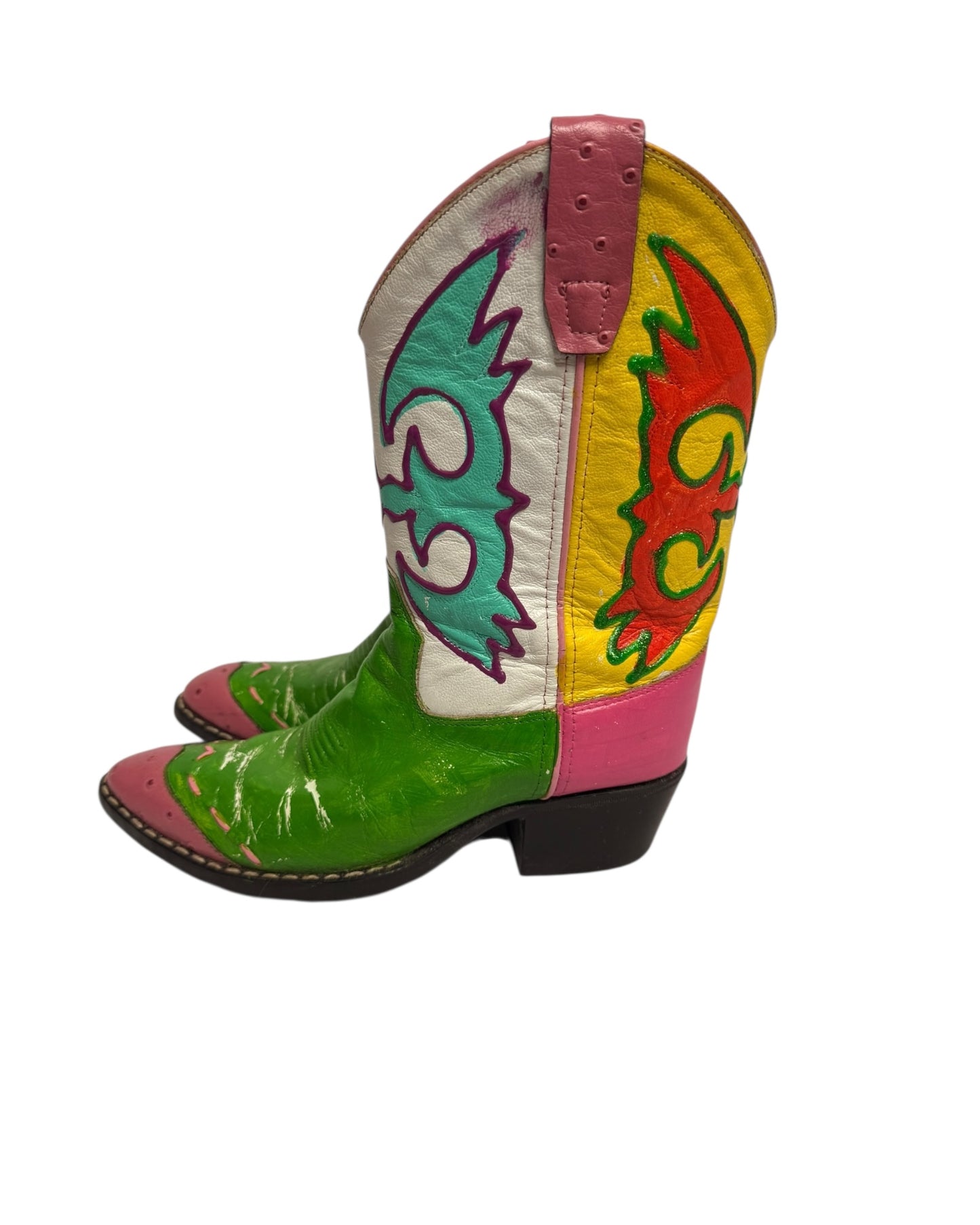 Hand Painted Leather Cowboy Boots
