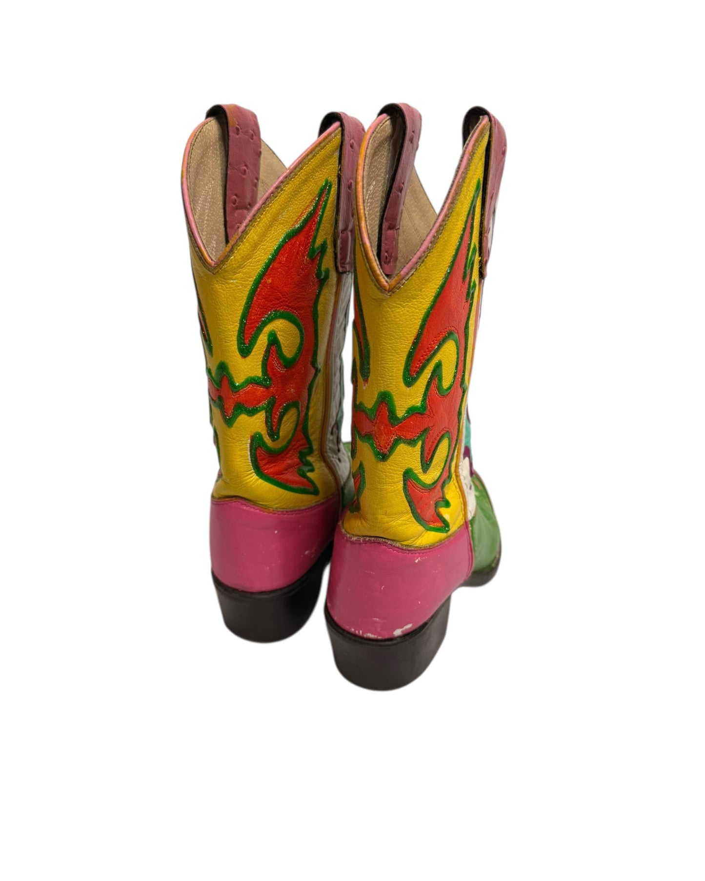 Hand Painted Leather Cowboy Boots