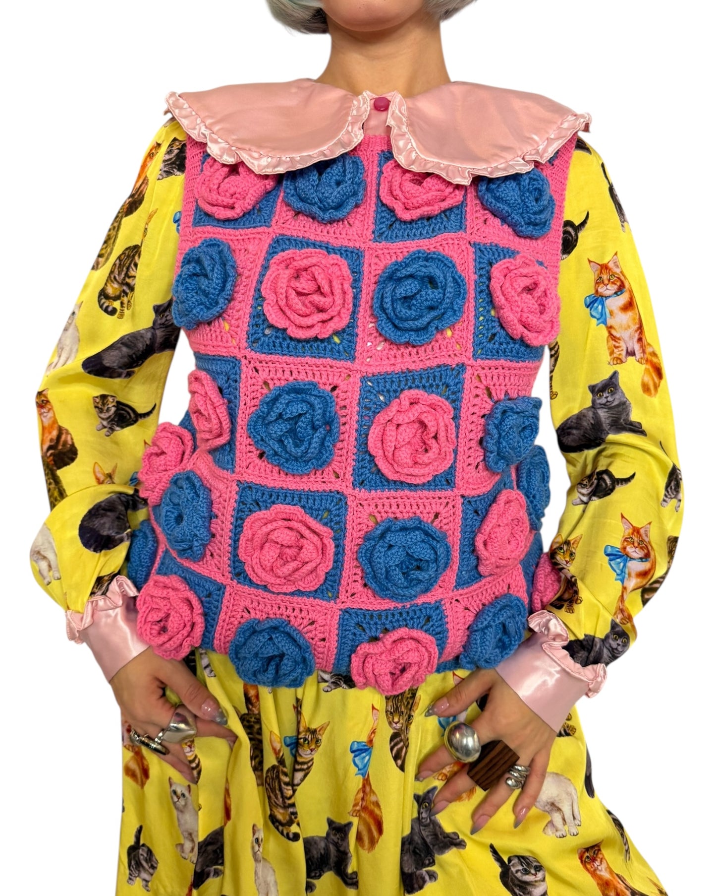 Crochet Floral Sweater Vest