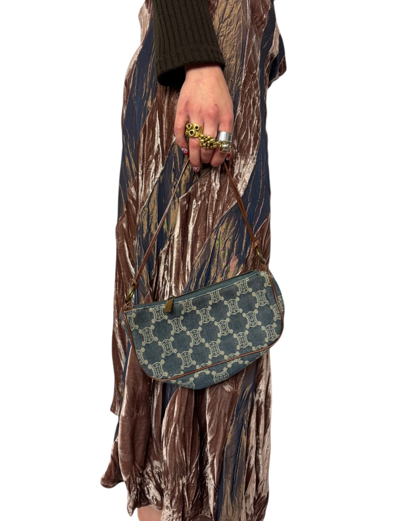 Celine Macadam Denim Shoulder Bag