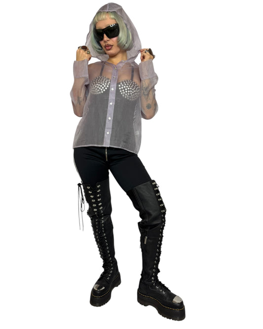 Sheer Silk Hooded Blouse