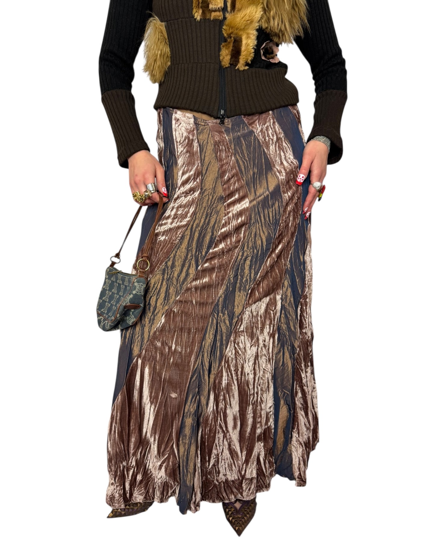 Velvet Taffeta Maxi Skirt