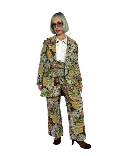 Cat Printed Pant Suit