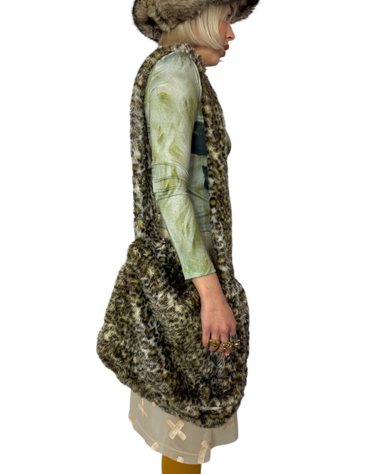 Fuzzy Cheetah Slouchy Bag