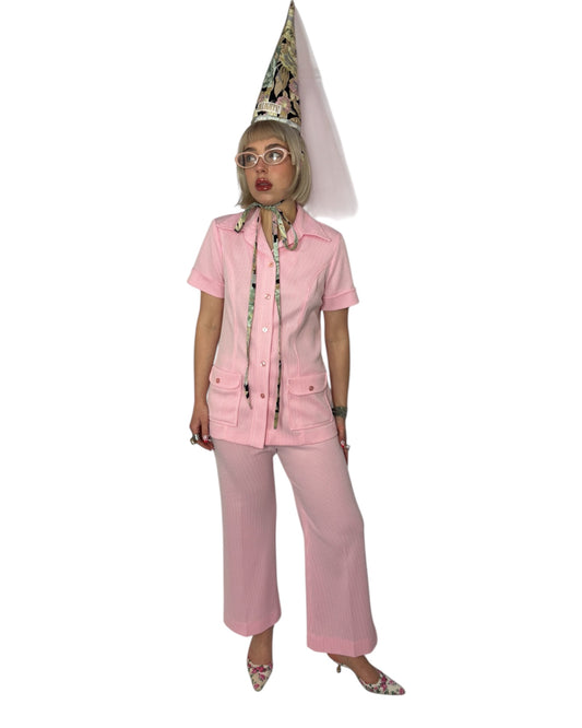 70s Short Sleeve Pant Suit