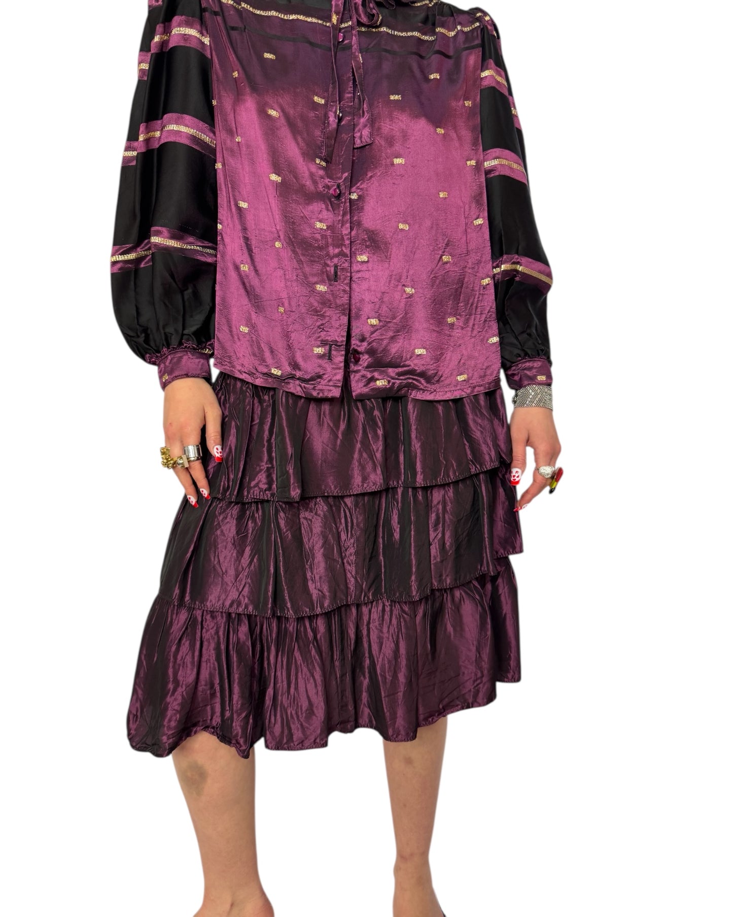 80s Satin Skirt Suit