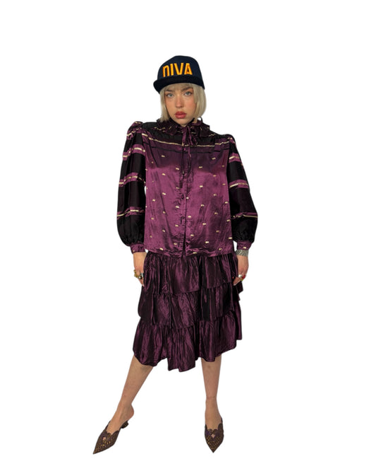 80s Satin Skirt Suit