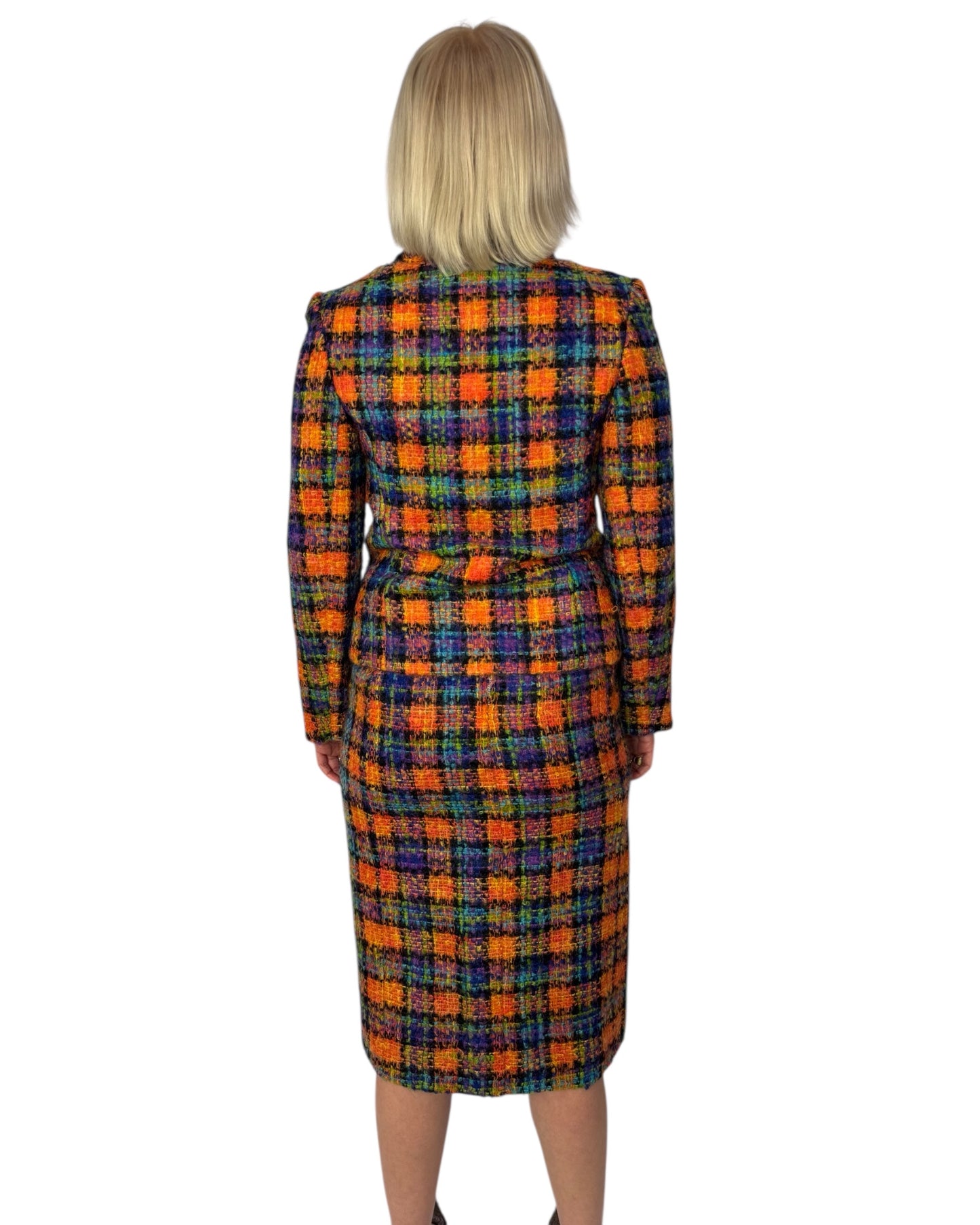 Plaid Wool Skirt Suit