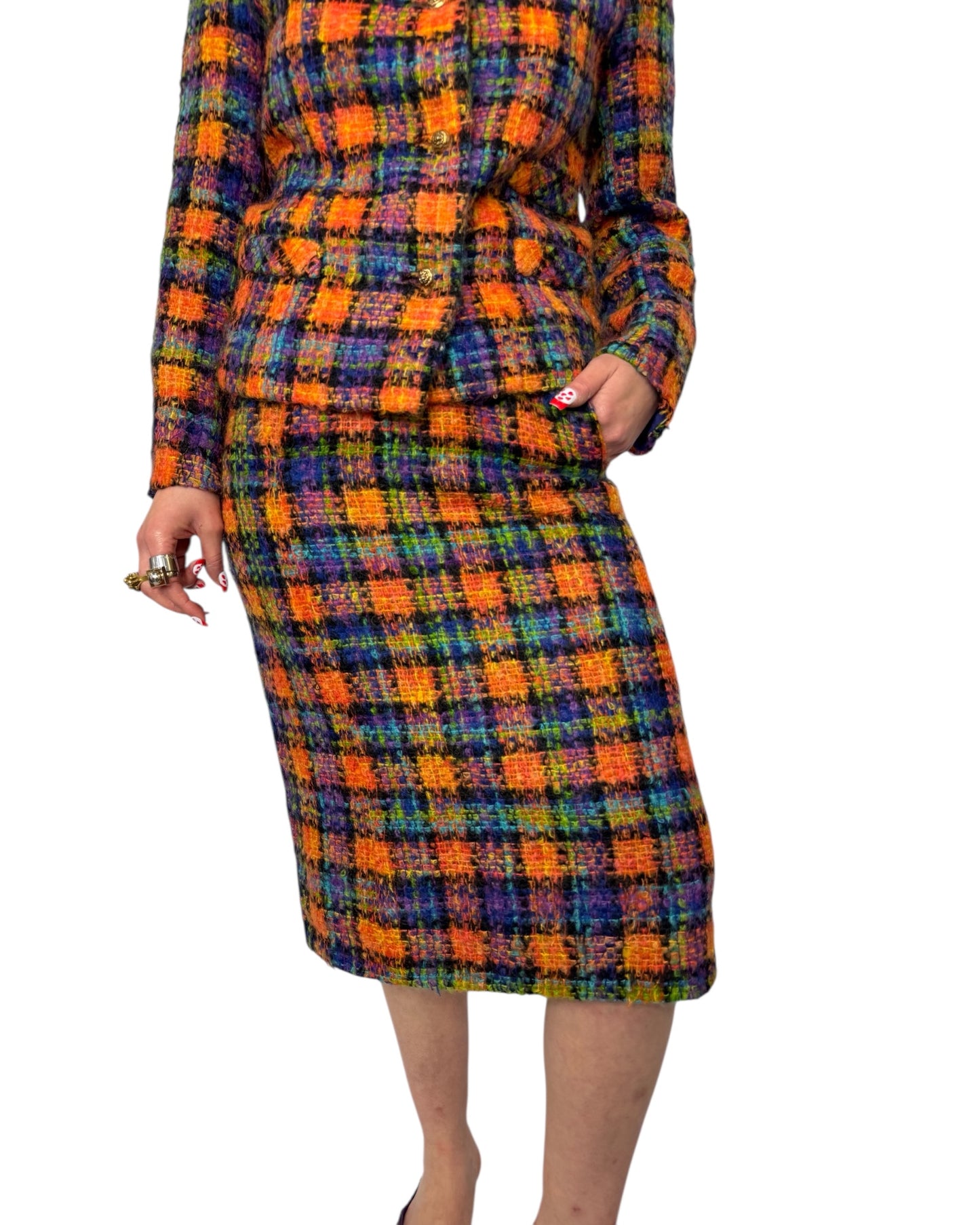 Plaid Wool Skirt Suit