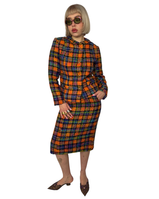 Plaid Wool Skirt Suit