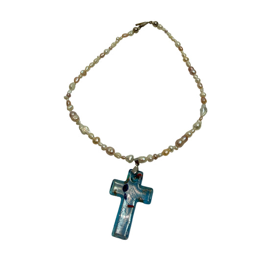Freshwater Pearl Cross Necklace