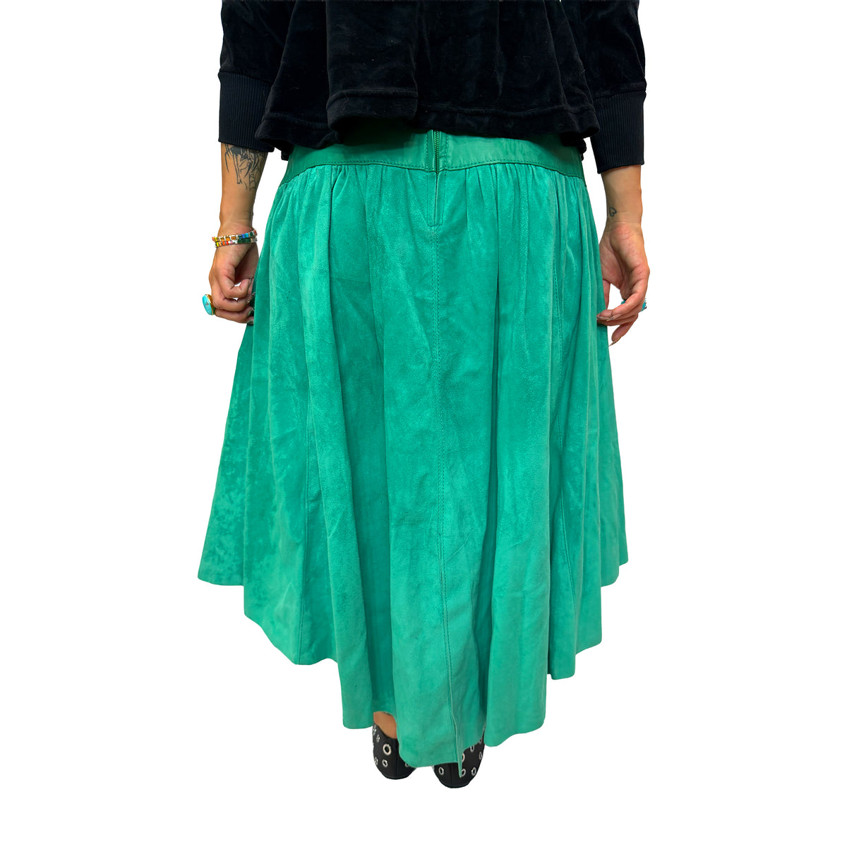 1980s Suede & Leather Skirt
