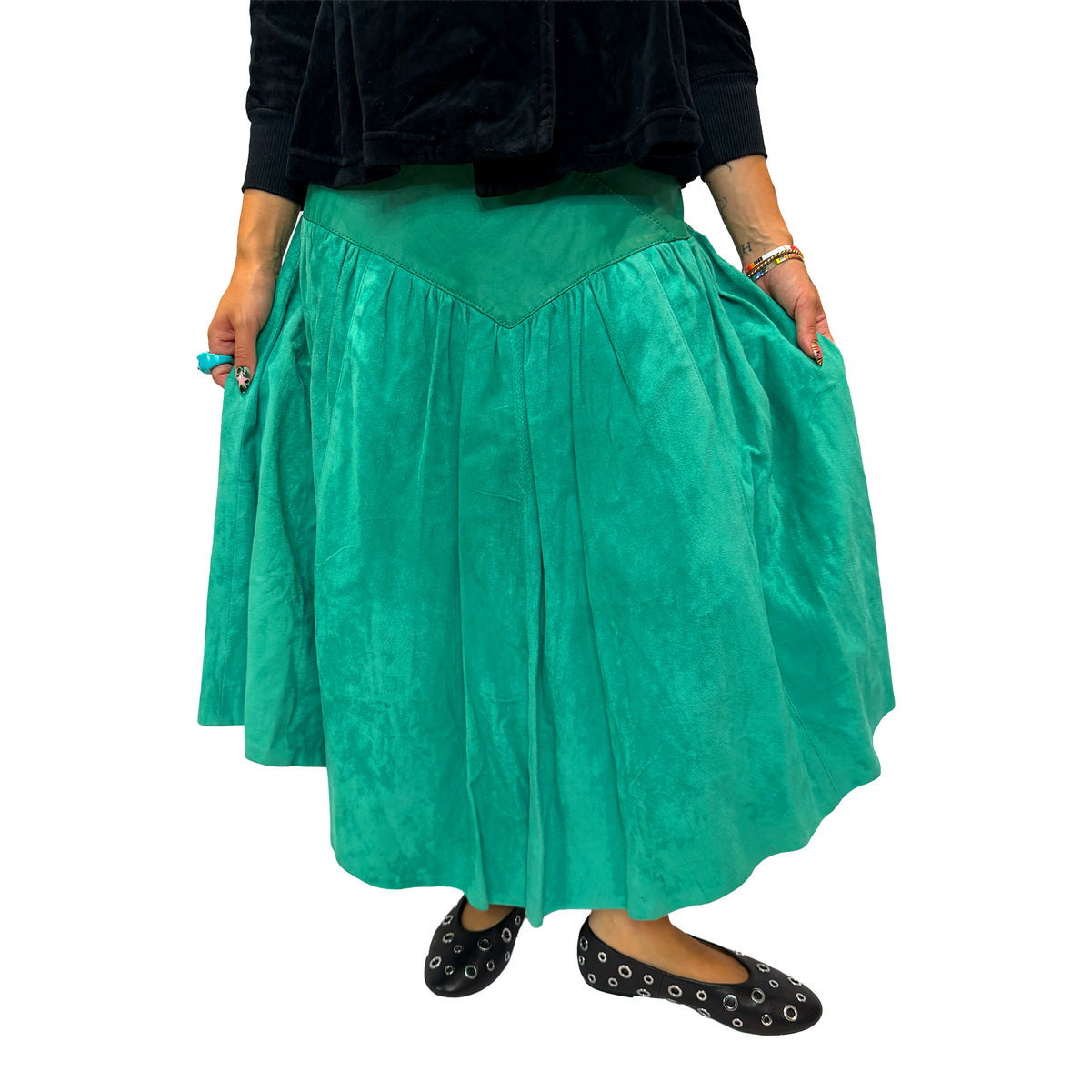 1980s Suede & Leather Skirt