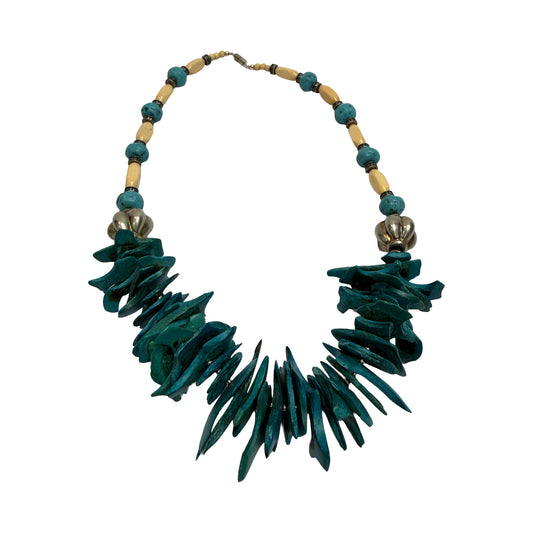 Teal Wooden Necklace