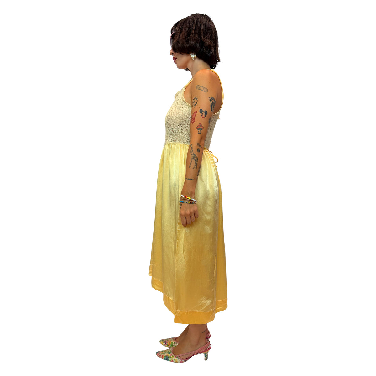 Butter Yellow Lace Slip Dress