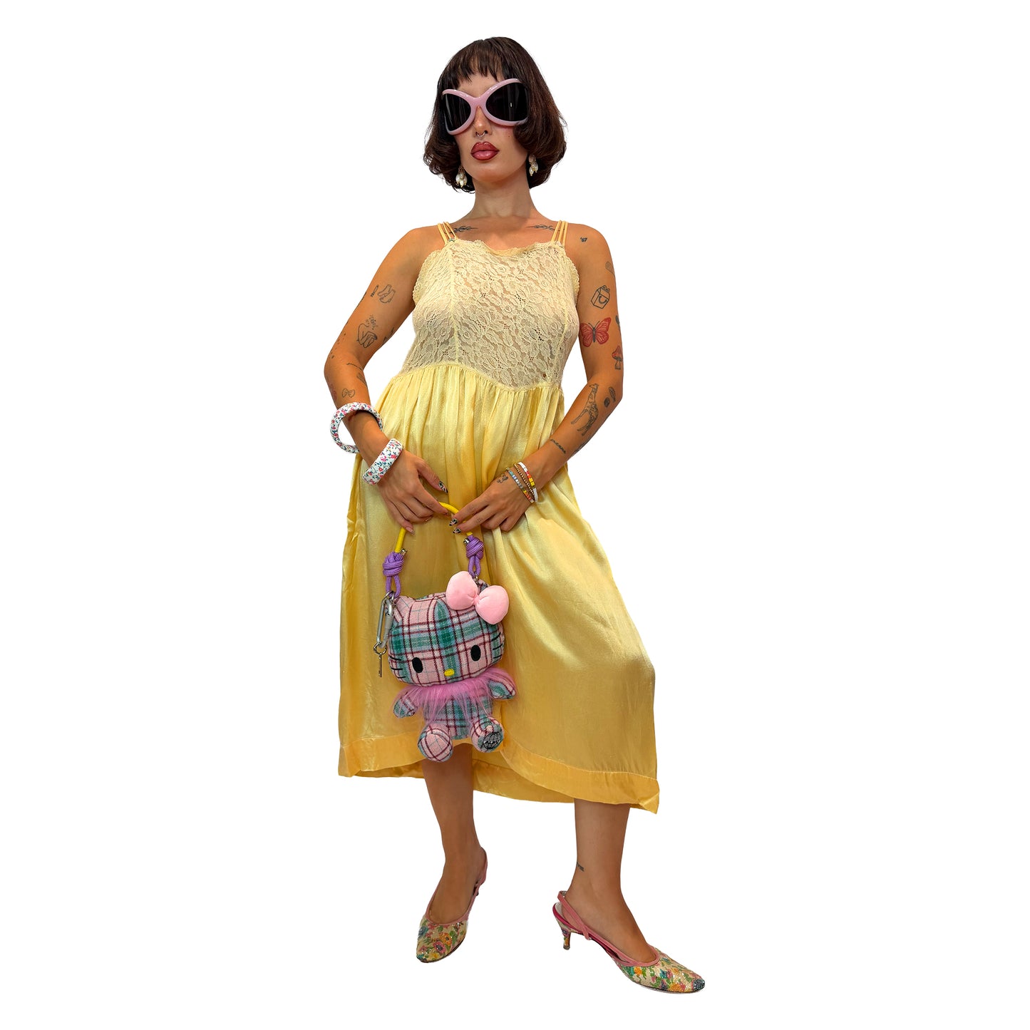 Butter Yellow Lace Slip Dress